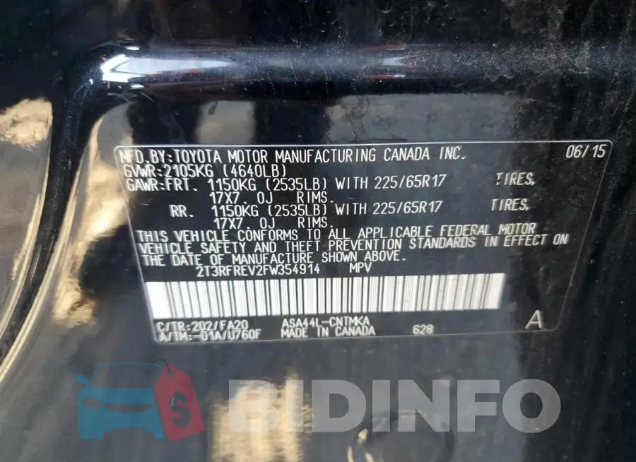 2T3RFREV2FW354914 Photo# 14