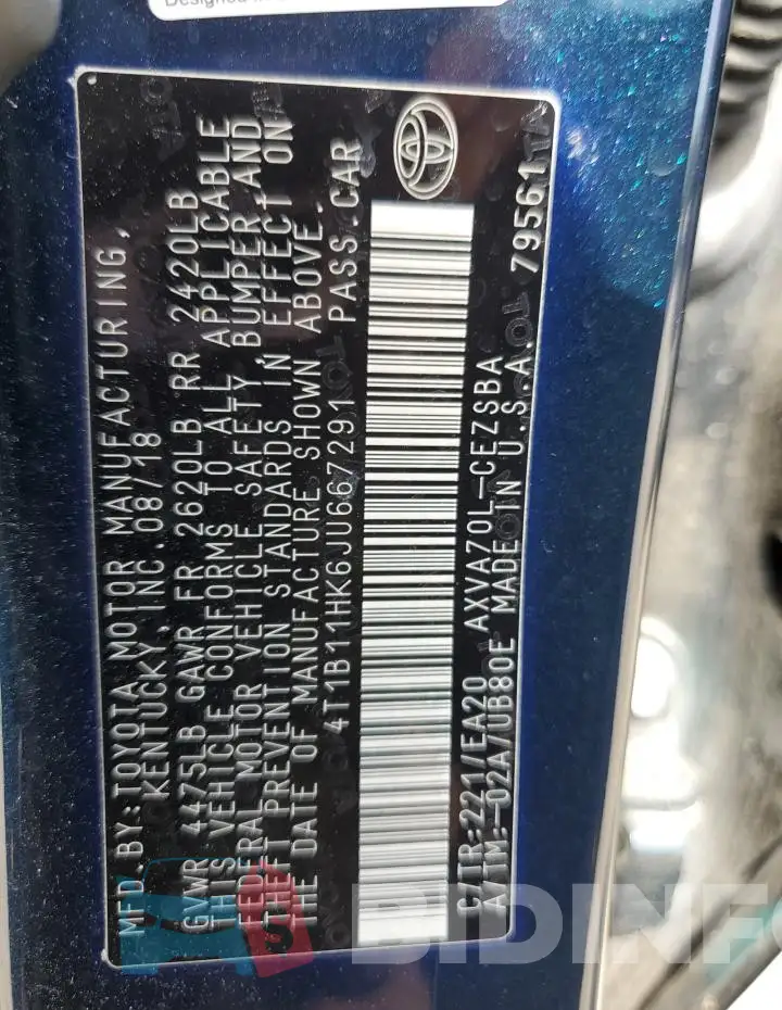 4T1B11HK6JU667291 Photo# 13