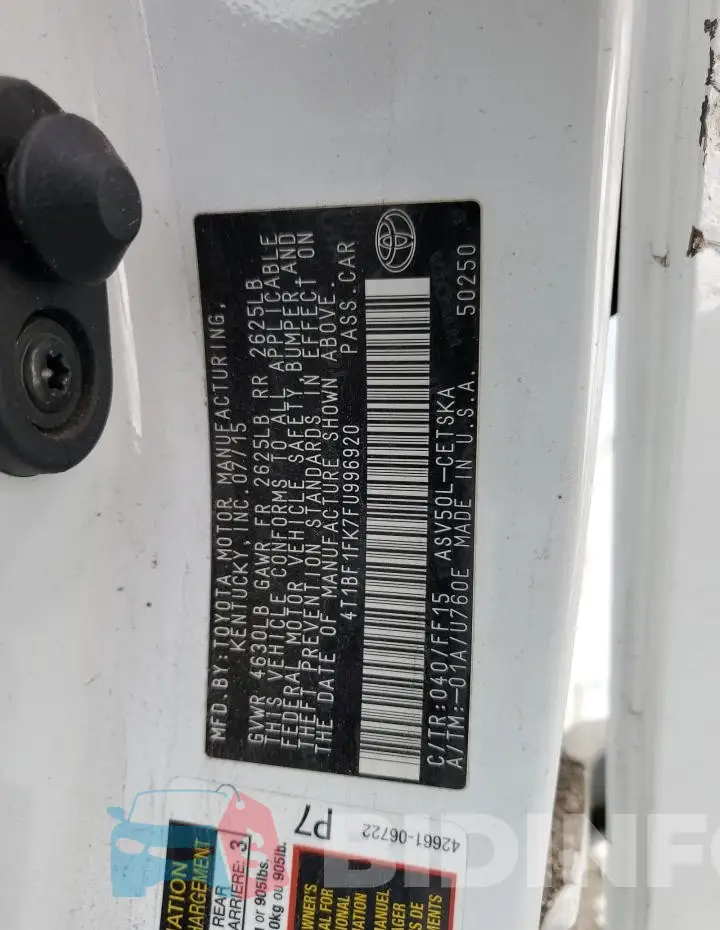4T1BF1FK7FU996920 Photo# 13