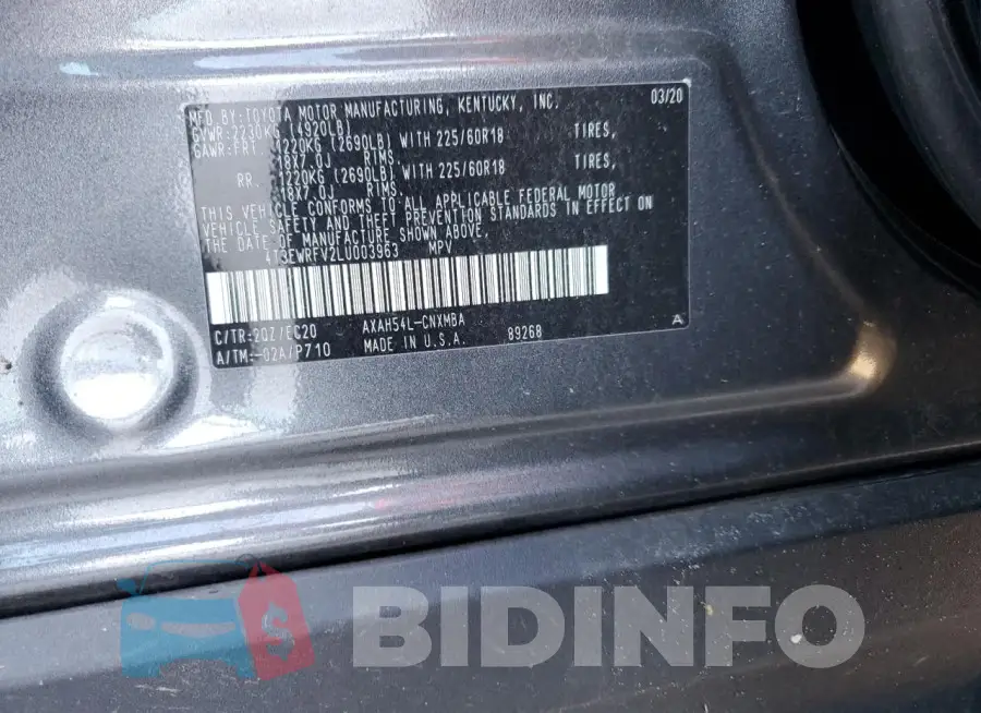 4T3EWRFV2LU003963 Photo# 13