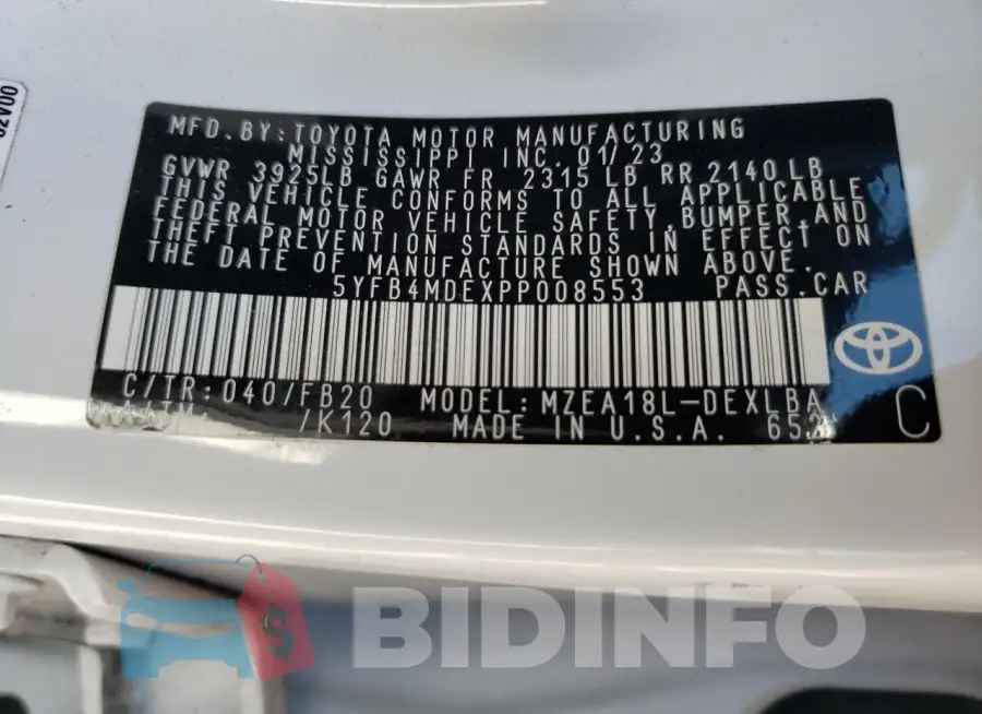 5YFB4MDEXPP008553 Photo# 13