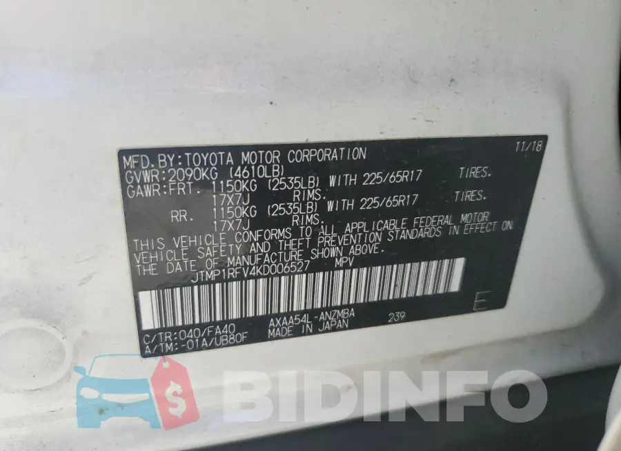 JTMP1RFV4KD006527 Photo# 13