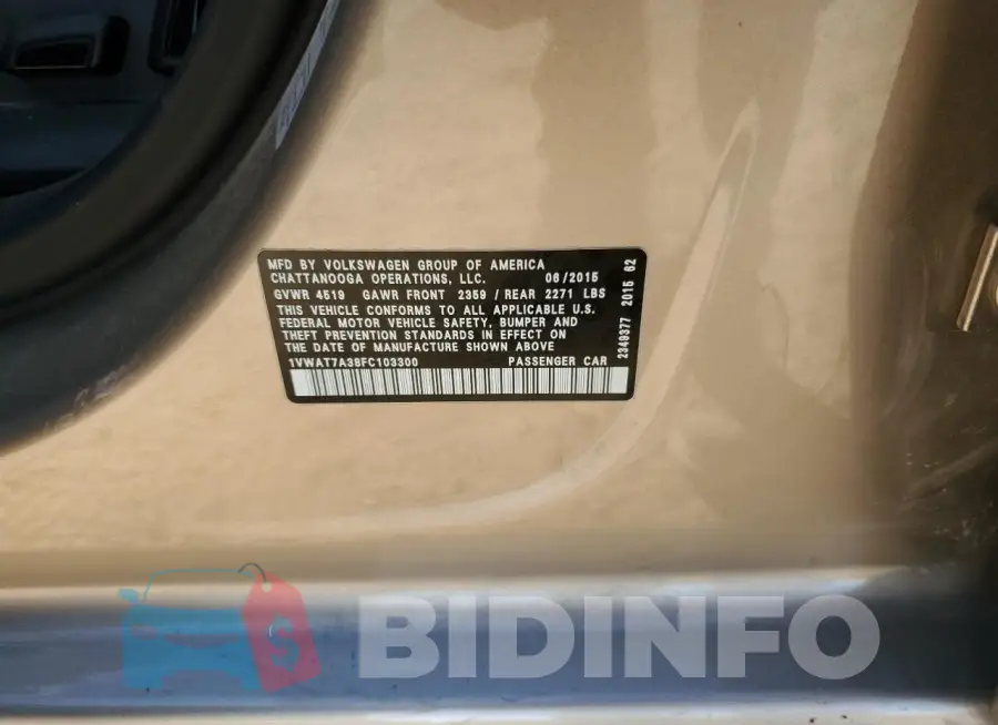 1VWAT7A38FC103300 Photo# 13