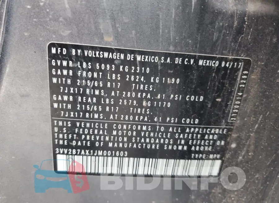 3VV2B7AX1JM001603 Photo# 13