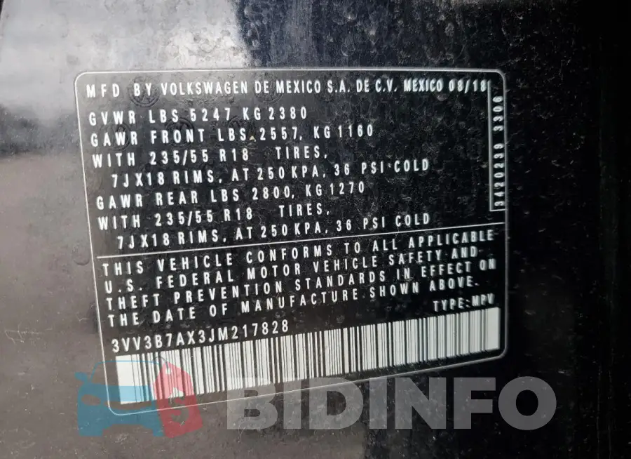 3VV3B7AX3JM217828 Photo# 13