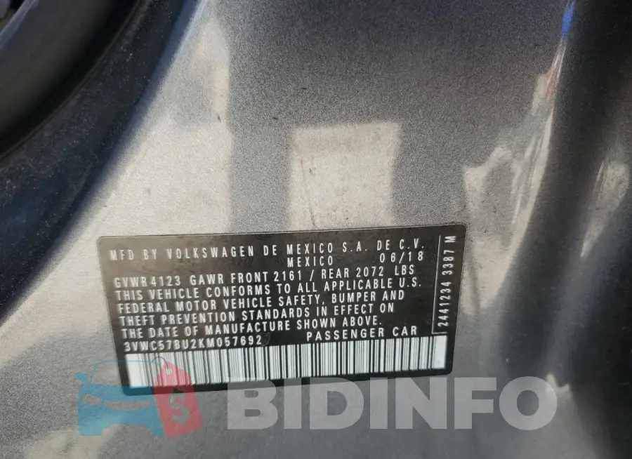 3VWC57BU2KM057692 Photo# 12