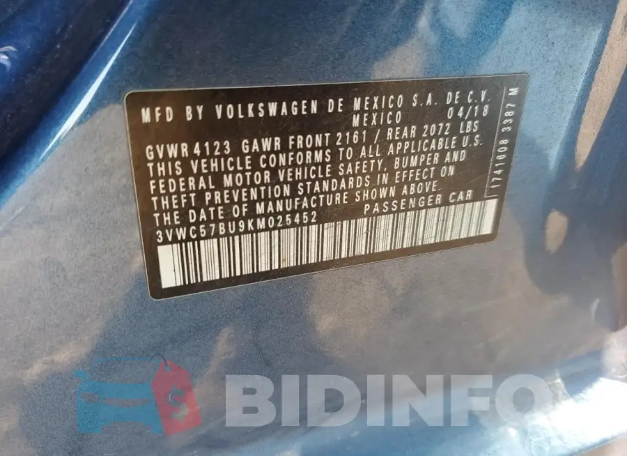 3VWC57BU9KM025452 Photo# 12