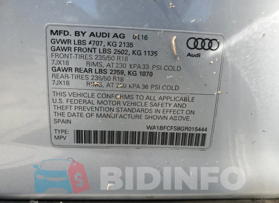 WA1BFCFS8GR015444 Photo# 13