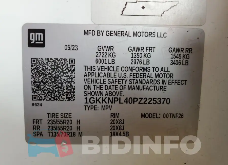 1GKKNPL40PZ225370 Photo# 13