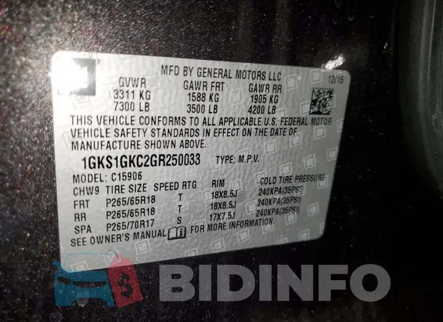 1GKS1GKC2GR250033 Photo# 13
