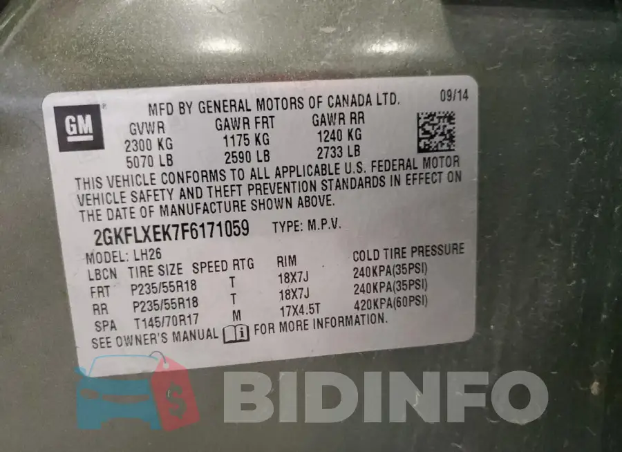 2GKFLXEK7F6171059 Photo# 13