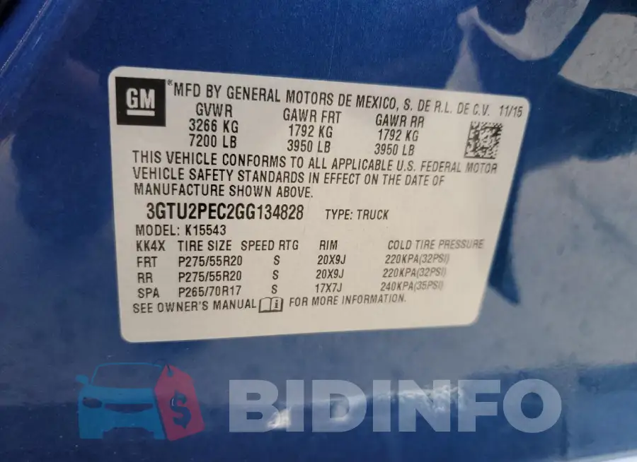 3GTU2PEC2GG134828 Photo# 12
