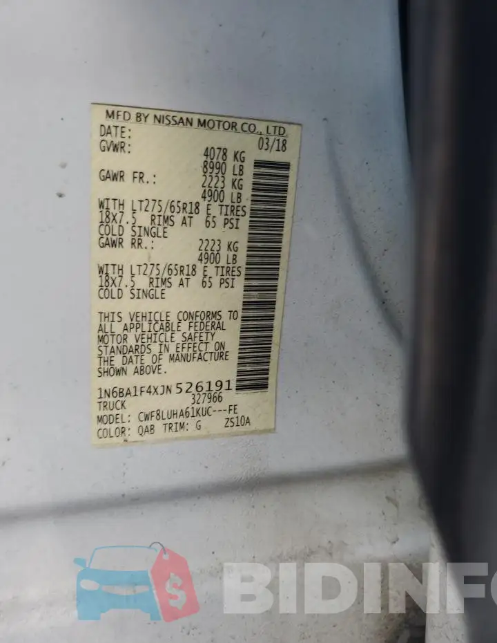 1N6BA1F4XJN526191 Photo# 12
