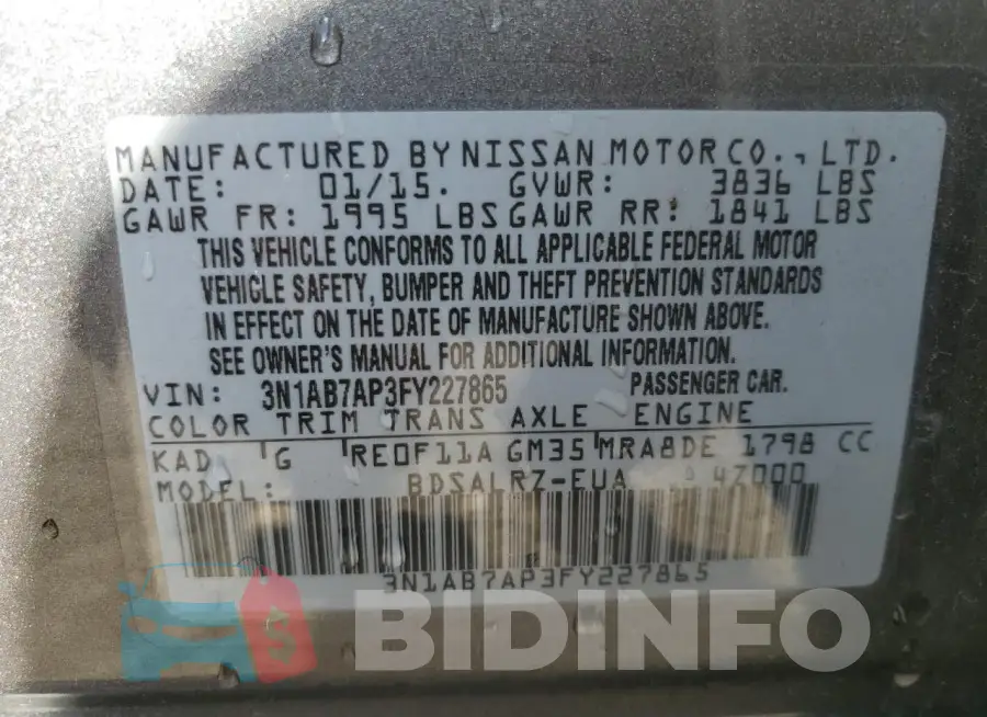3N1AB7AP3FY227865 Photo# 13
