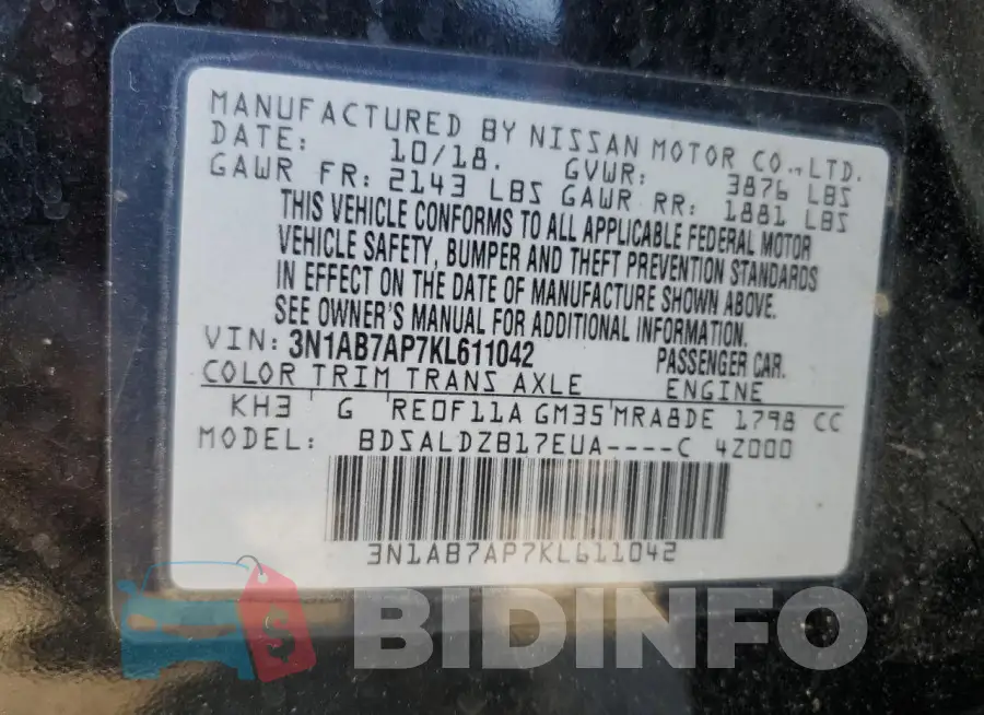 3N1AB7AP7KL611042 Photo# 12
