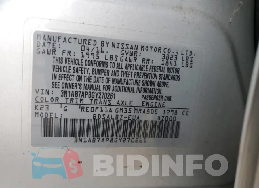 3N1AB7AP8GY270261 Photo# 12