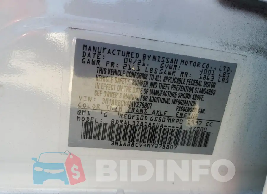 3N1AB8CV4MY278807 Photo# 12