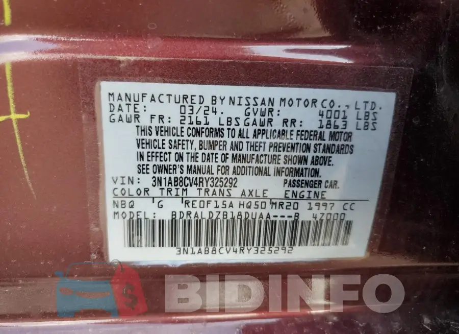 3N1AB8CV4RY325292 Photo# 12