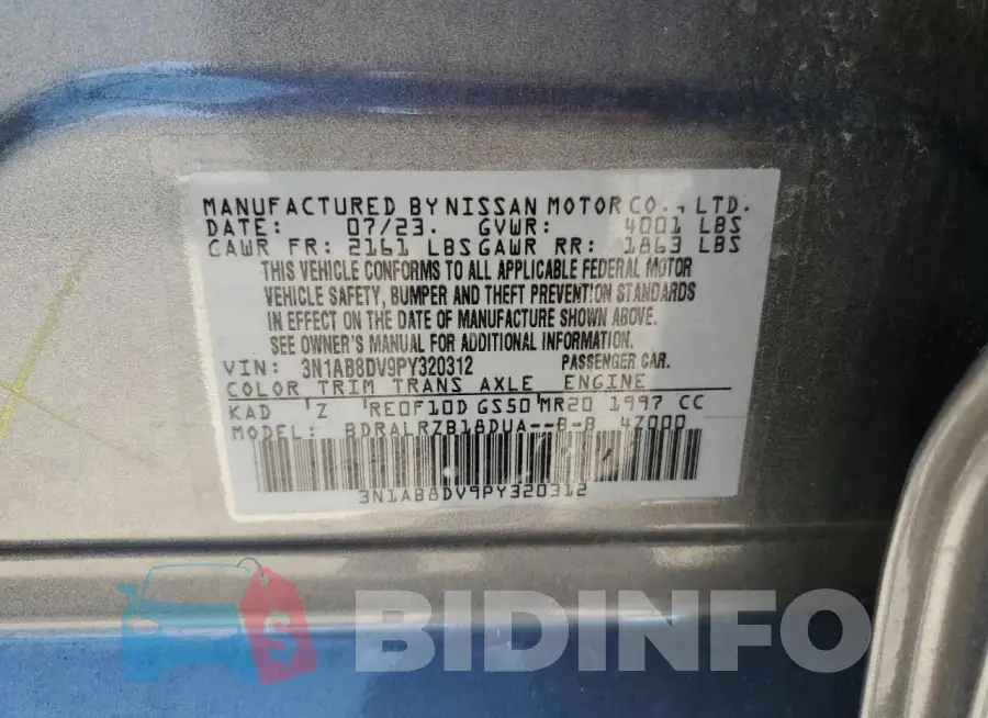 3N1AB8DV9PY320312 Photo# 13