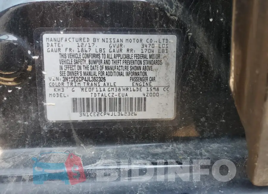 3N1CE2CP4JL362326 Photo# 13