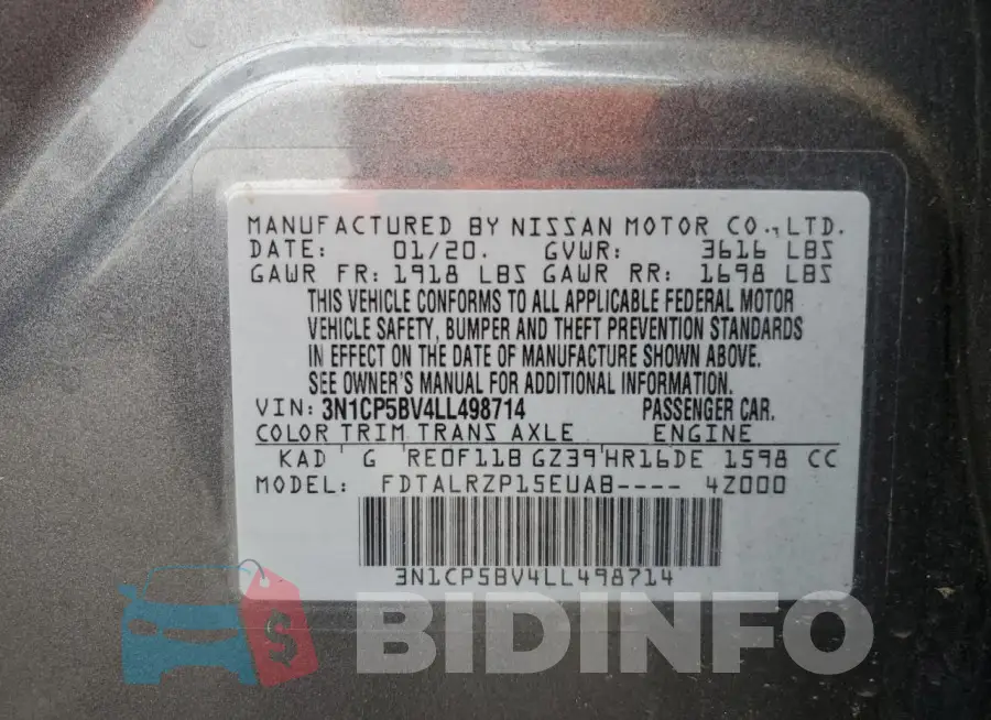 3N1CP5BV4LL498714 Photo# 13