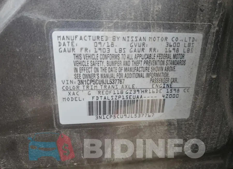 3N1CP5CU9JL537767 Photo# 13