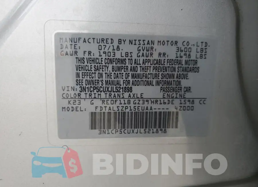 3N1CP5CUXJL521898 Photo# 13