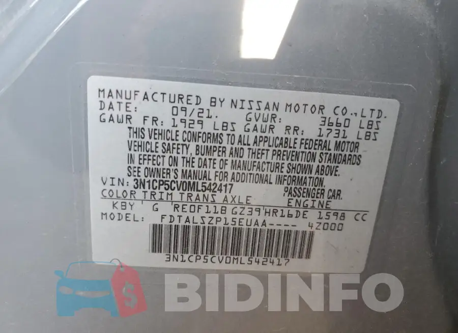 3N1CP5CV0ML542417 Photo# 13