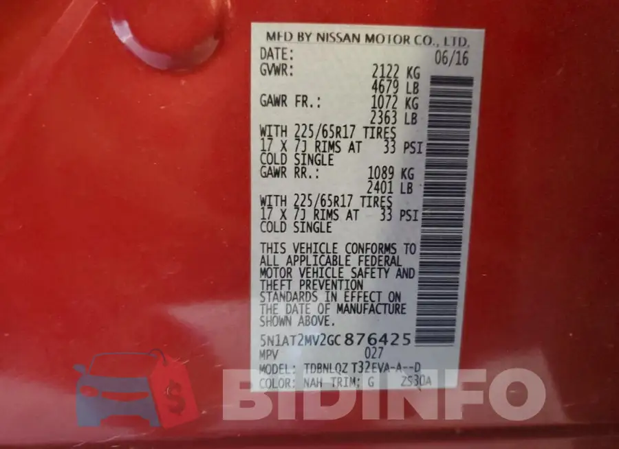 5N1AT2MV2GC876425 Photo# 13