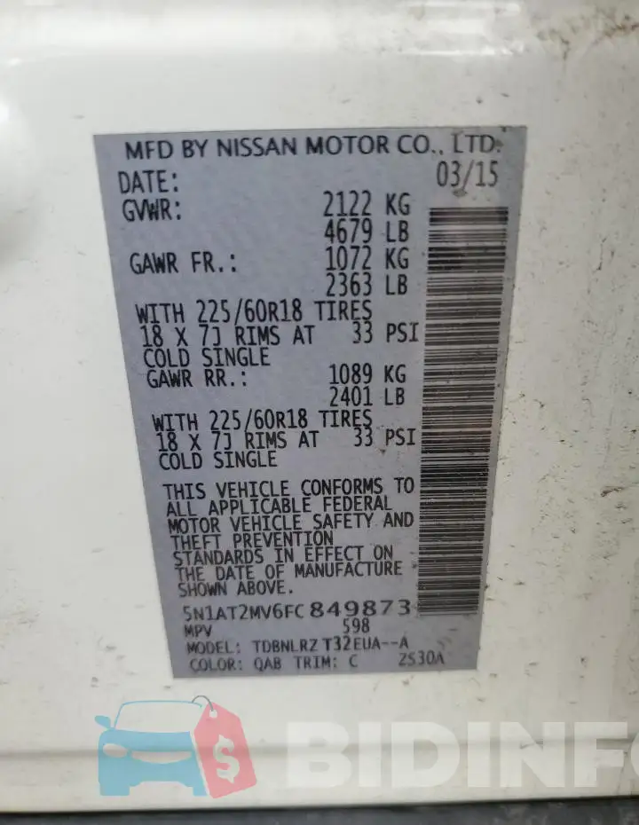 5N1AT2MV6FC849873 Photo# 13