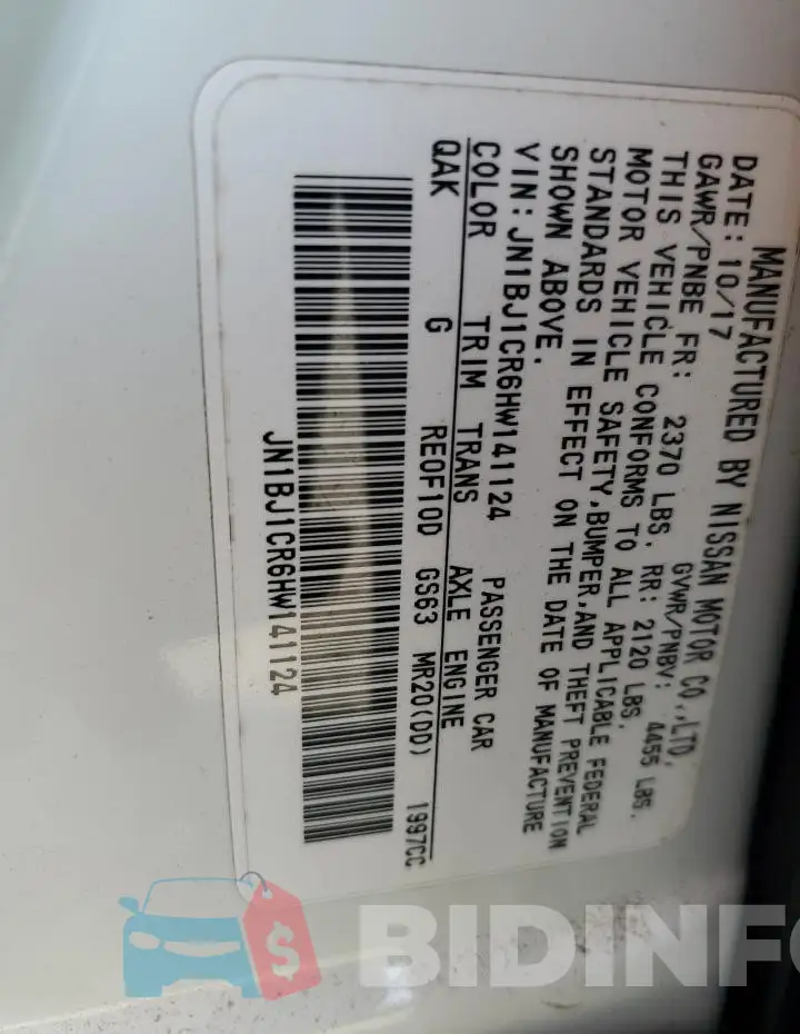 JN1BJ1CR6HW141124 Photo# 14