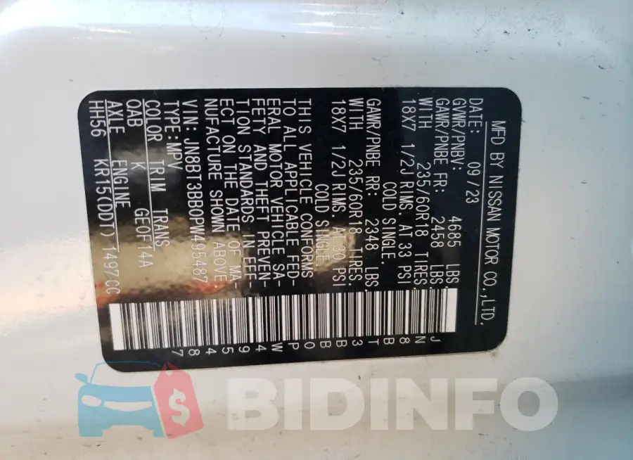 JN8BT3BB0PW495487 Photo# 14