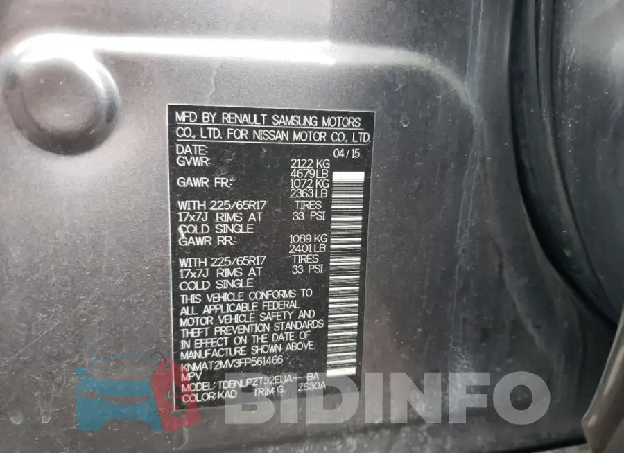 KNMAT2MV3FP561466 Photo# 13