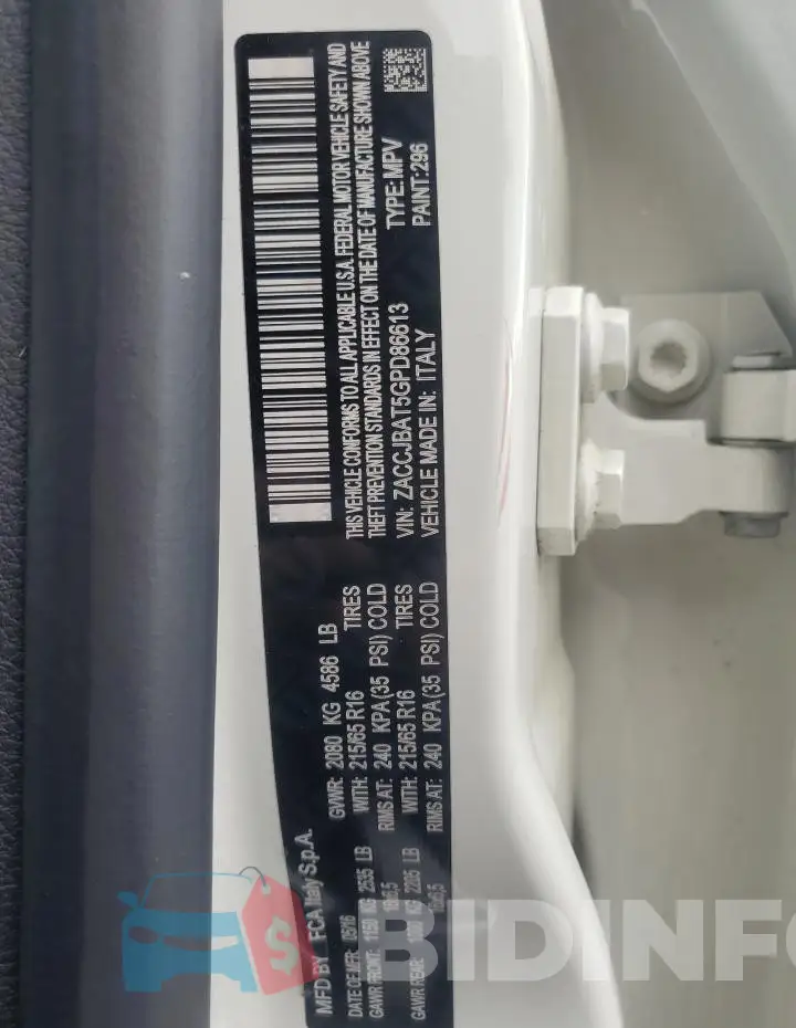 ZACCJBAT5GPD86613 Photo# 13