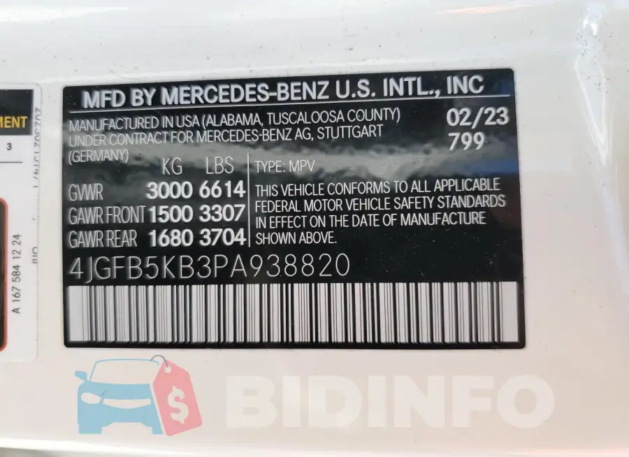 4JGFB5KB3PA938820 Photo# 14