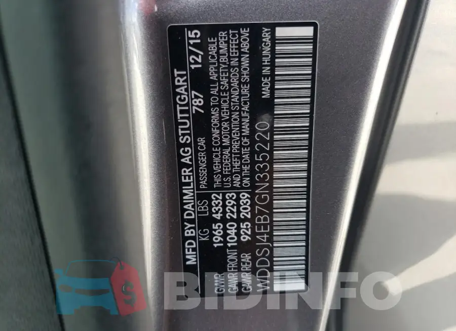 WDDSJ4EB7GN335220 Photo# 12