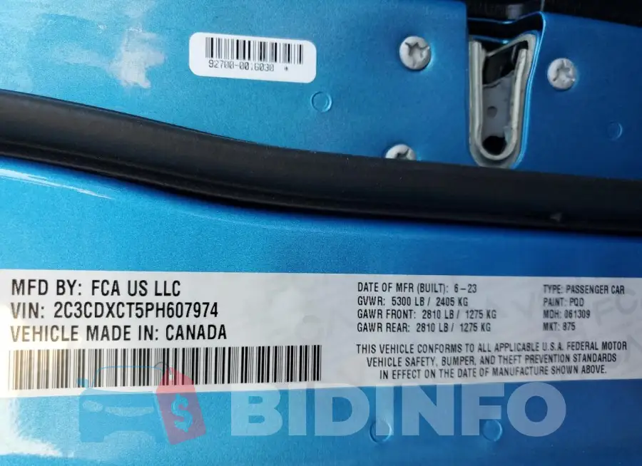 2C3CDXCT5PH607974 Photo# 13