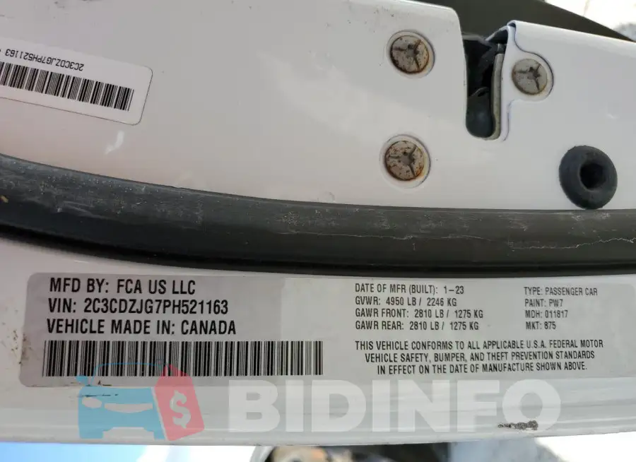 2C3CDZJG7PH521163 Photo# 13
