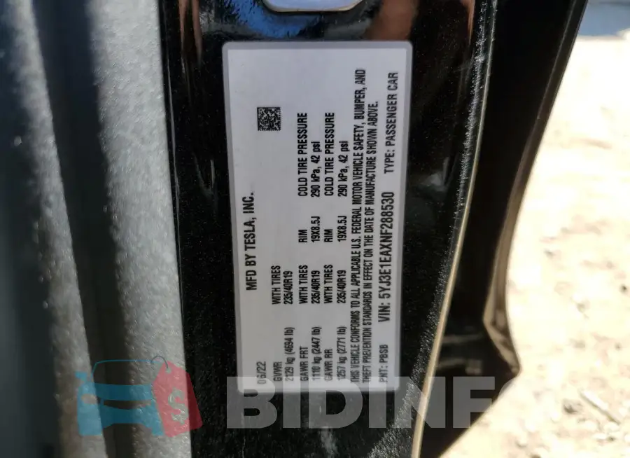 5YJ3E1EAXNF288530 Photo# 12