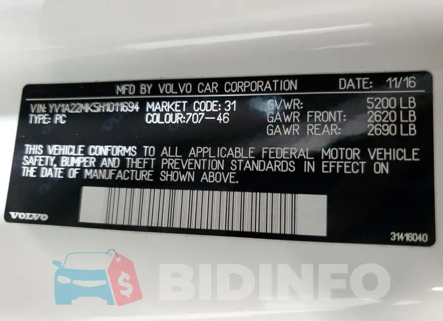 YV1A22MK5H1011694 Photo# 12