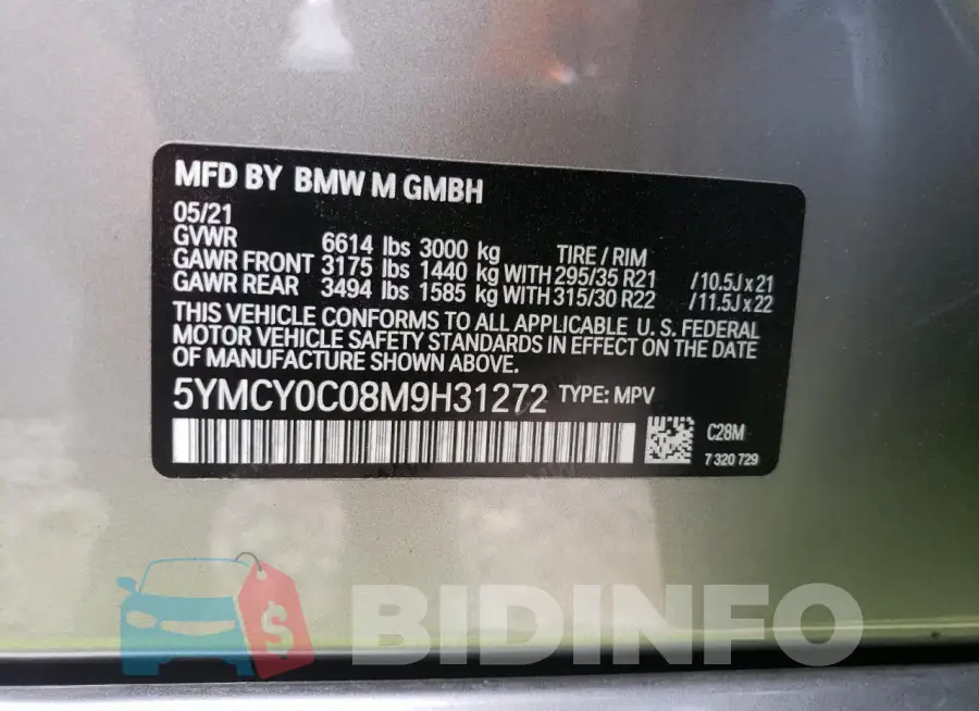 5YMCY0C08M9H31272 Photo# 14