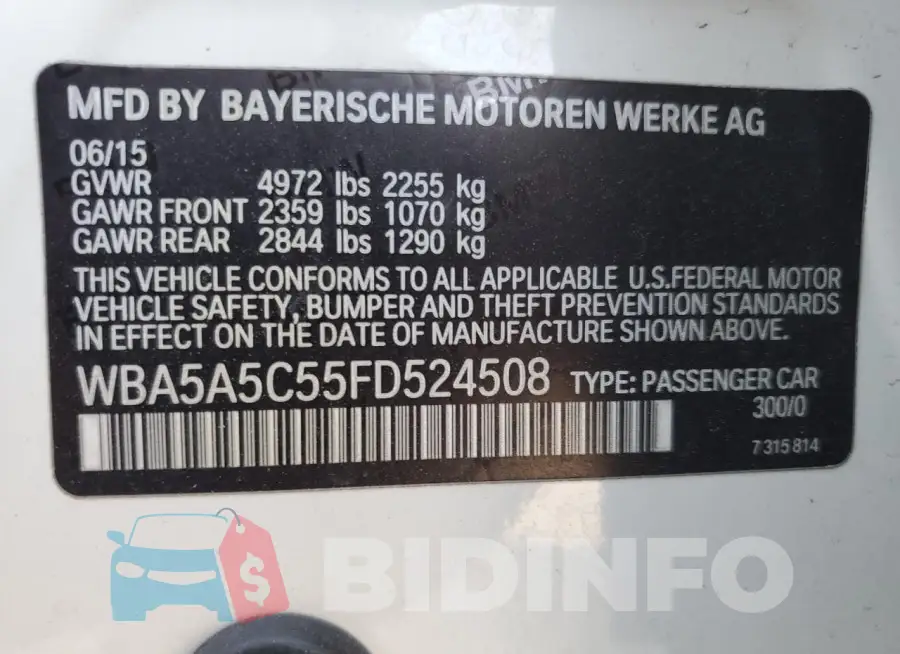 WBA5A5C55FD524508 Photo# 12