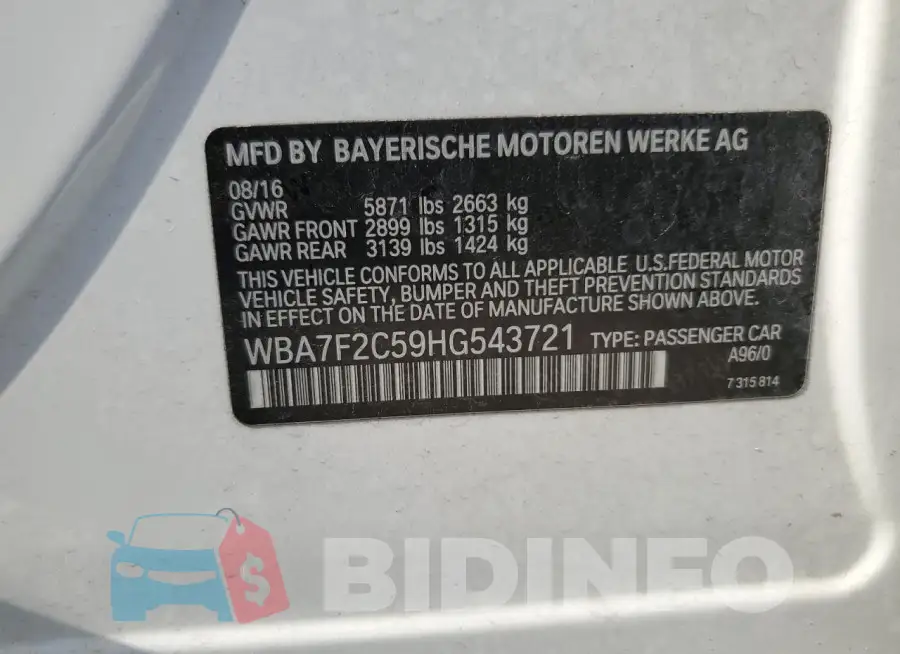 WBA7F2C59HG543721 Photo# 12