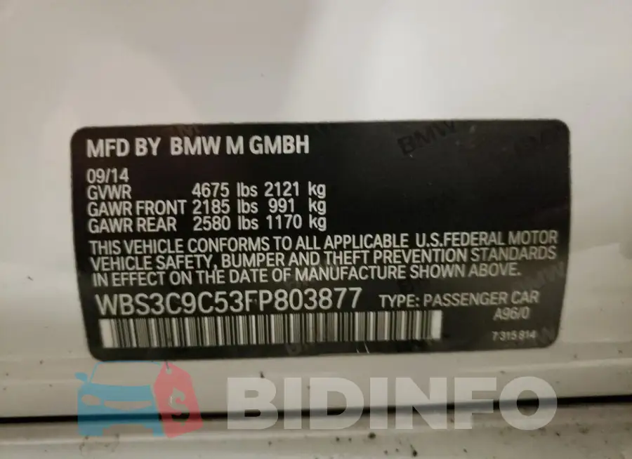 WBS3C9C53FP803877 Photo# 12