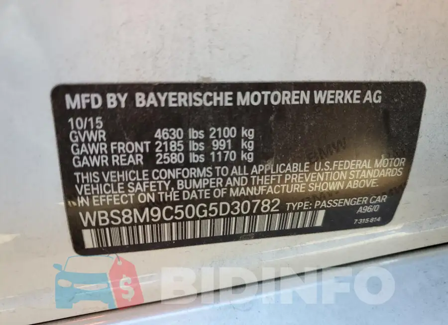 WBS8M9C50G5D30782 Photo# 12