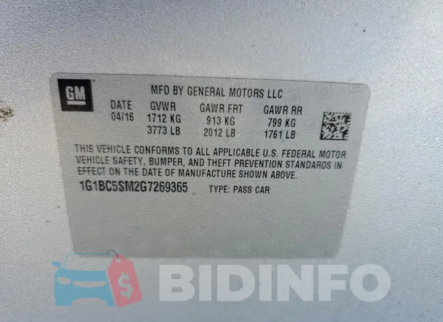 1G1BC5SM2G7269365 Photo# 12