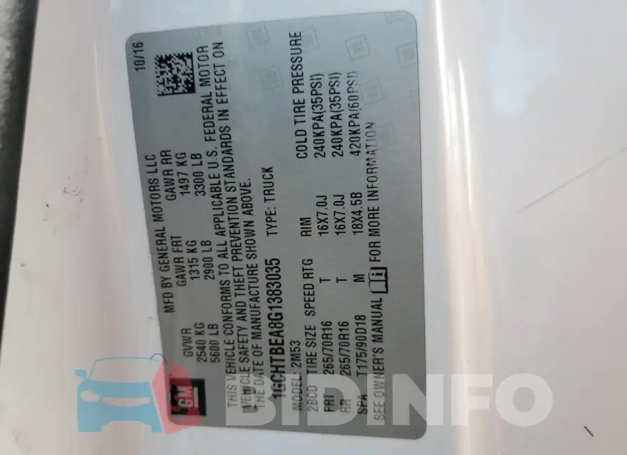 1GCHTBEA8G1383035 Photo# 12