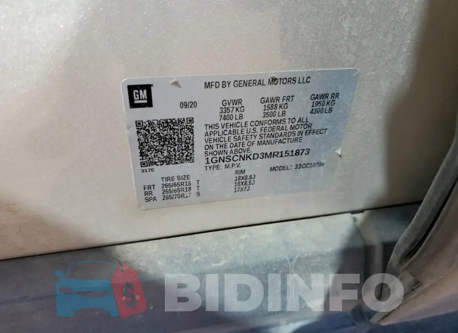 1GNSCNKD3MR151873 Photo# 13