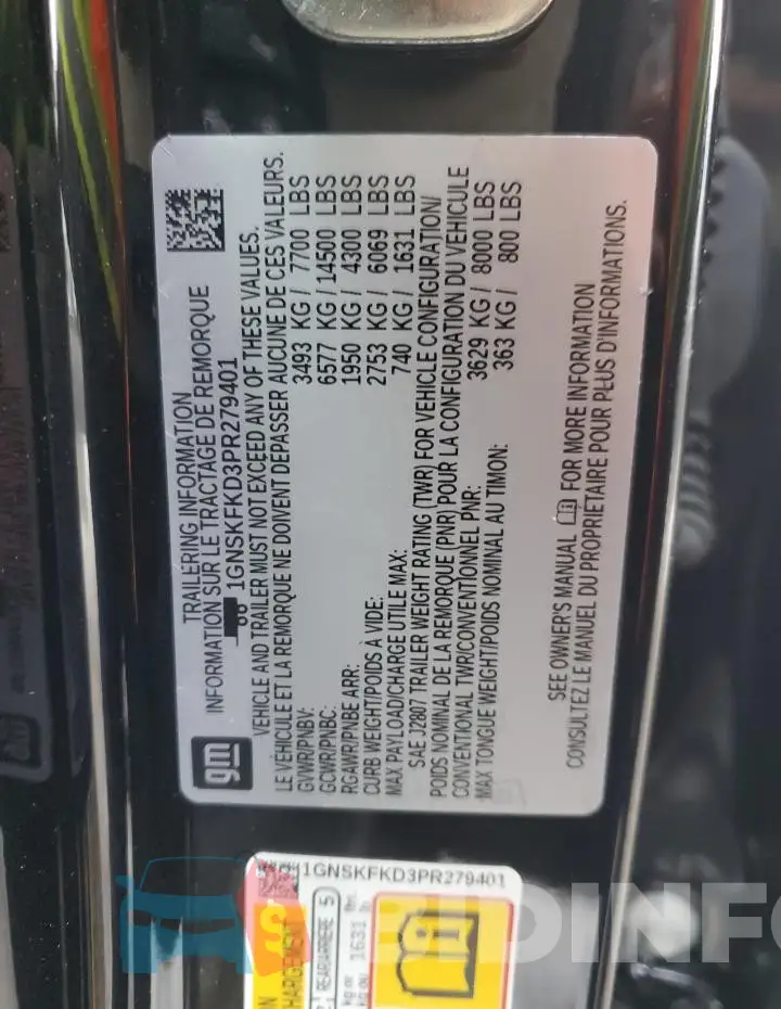 1GNSKFKD3PR279401 Photo# 13