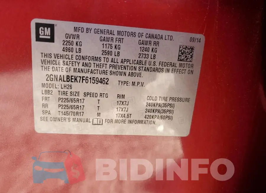 2GNALBEK7F6159462 Photo# 13